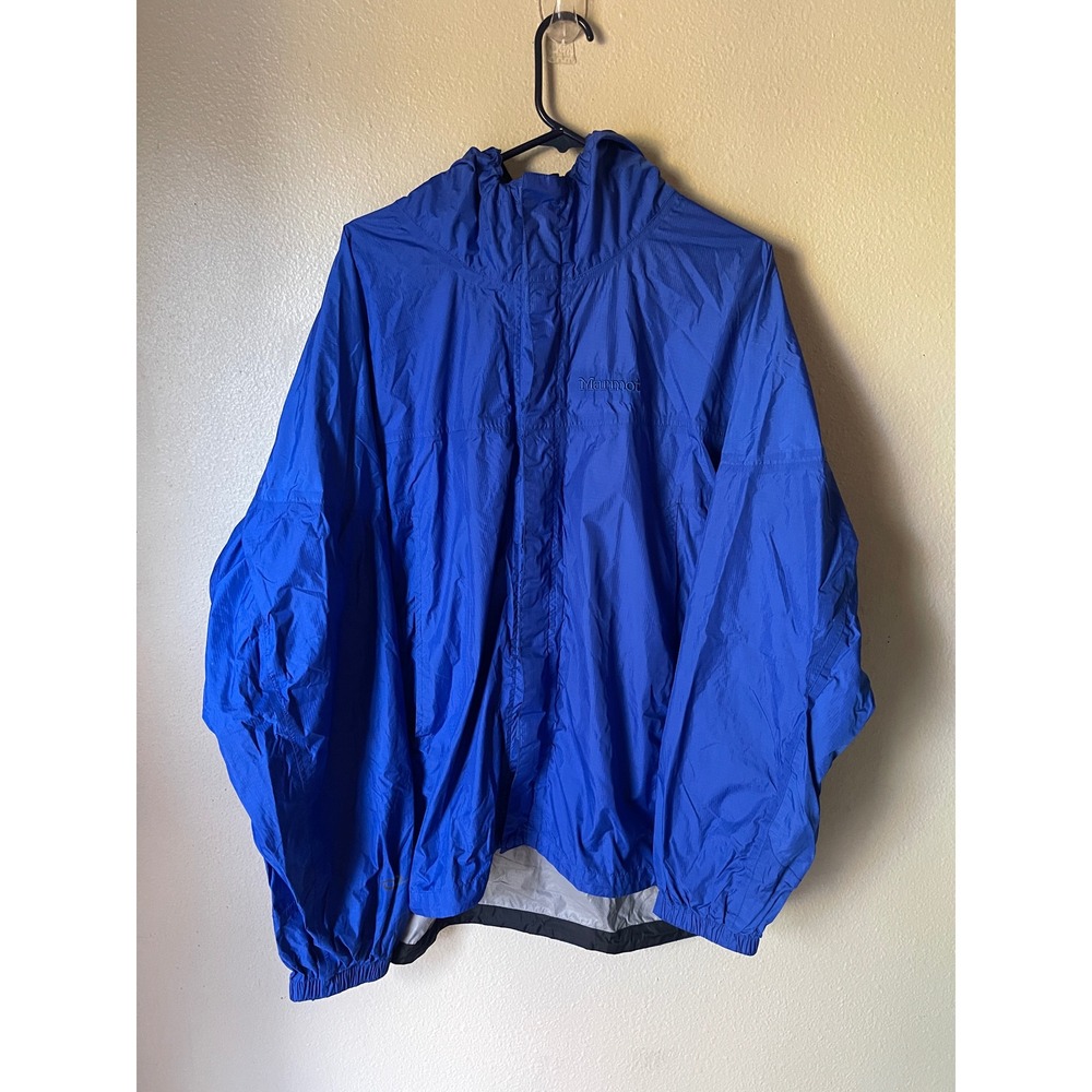 Marmot XL Blue Lightweight Rain Jacket Hooded Packable‎ Windbreaker Coat